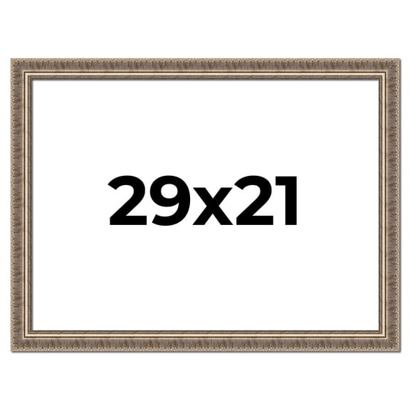 29x21 Frame Silver Harvest Ornate Solid Wood Picture Frame | 1.75 Inch Moulding Width |Mayflower
