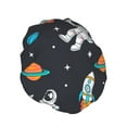 thumbnail image 2 of Kll Space Pattern Shower Cap & Bath Cap For Women,Reversible Oversized Waterproof Shower Caps For All Hair Lengths,Elastic Reusable Bathing Hair Cap, 2 of 9