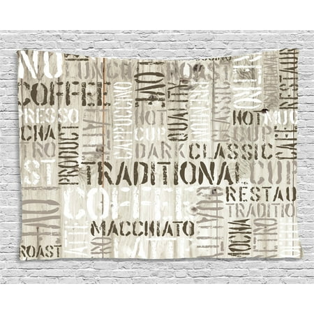 Modern Decor Tapestry Wooden Background With Coffee Phrase Modern Decor Tapestry Wooden