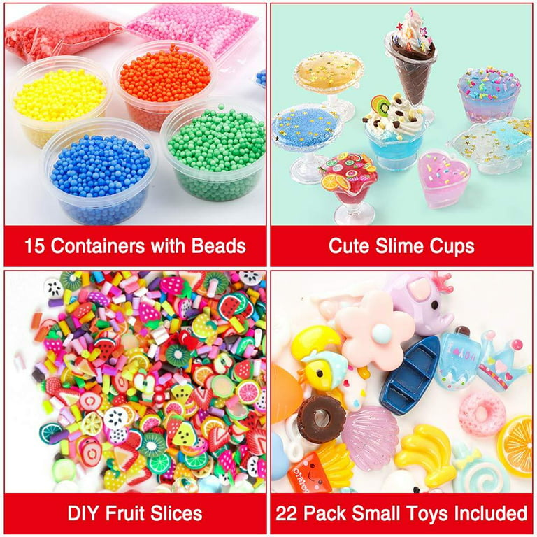 Slime Supplies Kit, 205 Pack Add Ins Slime Kit for Kids Girls Slime Making,  Including Foam Balls, Glitter, Fishbowl Beads, Charms, Clear Containers by  WINLIP 