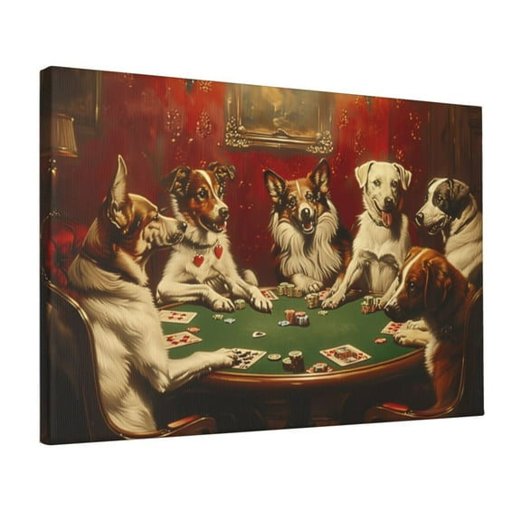 12x18 inch Poker Room Decor Poker Playing Dogs Oil Painting Wall Art,Poker Room,Recreation Hall,Man Cave,Tavern Wall Decor Art Posters & Prints,Exquisite Poker Playing Dogs Canvas Paintings