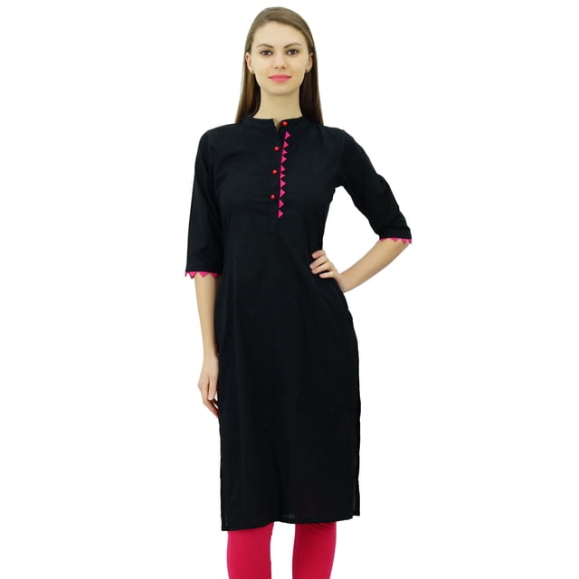 Phagun Kurti Uni en Coton Tunique de Designer Col Mandarin Kurta Ethnique Décontractée Blouse