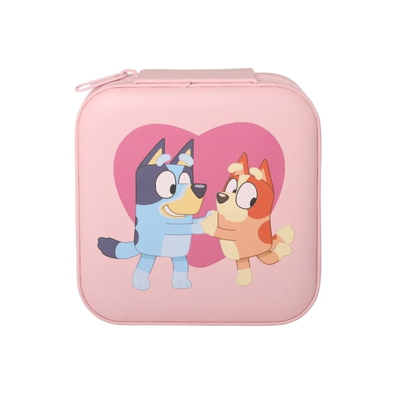 Bluey Square Women’s Travel Jewelry Case, Zippered Organizer with Compartments