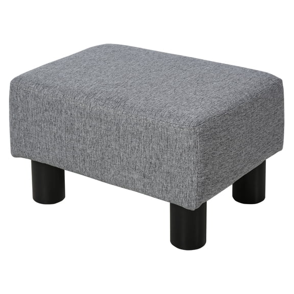Linen Ottoman Foot Rest Stool, Small Cube Ottoman for Living Room - Gray
