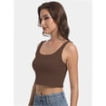 thumbnail image 3 of Women’s Sexy Square Neck Double Lined Seamless Sleeveless Cropped Tank Yoga Crop Basic Tops, 3 of 6