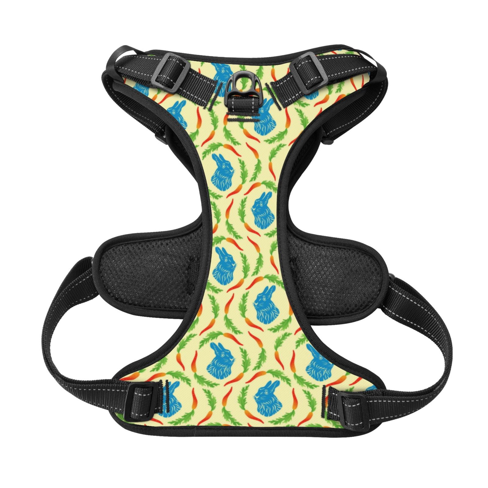 Kdxio Blue Rabbit Print No Pull Dog Harness Adjustable Reflective Oxford Easy Control Medium Large Dog Harness for Training and Everyday-Small