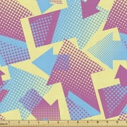 Modern Fabric by the Yard, Illustration of Halftone Direction Pointers in Vaporwave Colors, Upholstery Fabric for Dining Chairs Home Decor Accents, Pink Sky Blue by Ambesonne