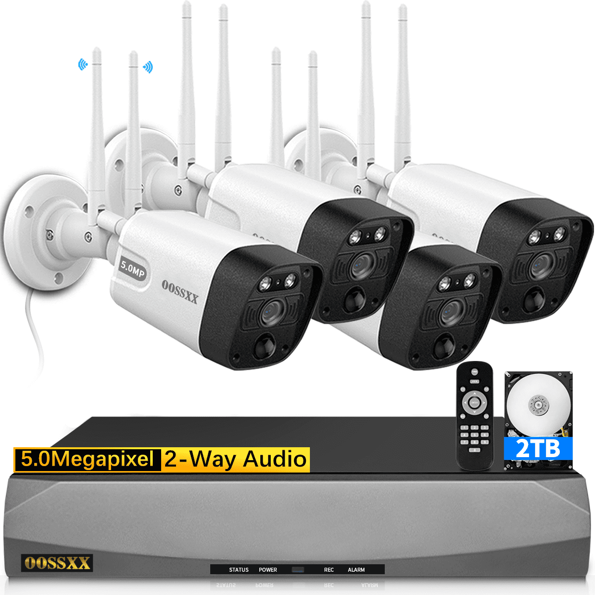 OOSSXX 5MP Security Camera System,4PcsOutdoor camera, Security Cameras