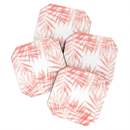 

Society6 Emanuela Carratoni Living Coral Tropicana Palms Set of 4 Coasters