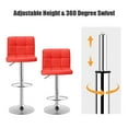 thumbnail image 6 of Costway Set of 2 Bar Stools Adjustable Swivel Kitchen Counter Bar Chair PU Leather Red Full Back, 6 of 12