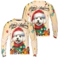 thumbnail image 3 of Merry Christmas Santa Bichon Frise Scarf Twinkling Lights Xmas Holiday All Over Print 3D Sweatshirt Unisex Merch Bichons Dog Lovers Gifts Idea - 00022, 3 of 6