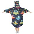 thumbnail image 2 of FORMRS Wearable Blanket Hoodie with Sleeves for Kids Cozy Flannel Sweatshirt, Cartoon Space Cat, 2 of 7