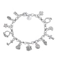 thumbnail image 2 of 925 Sterling Silver 13-Pendant Charm Bracelet Chain, Adorned with Rhinestone-Embedded Heart, Star, Cross & Moon Charms, Birthday Gift for Women with Timeless Shine for Daily Wear,, 2 of 7
