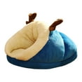thumbnail image 2 of Dog Beds and Cat Cave Bed with Hooded Cover, Plush Fluffy Dog Bed Anti-Anxiety Cat Cave Bed, Waterproof Bottom Washable (L, Blue), 2 of 4