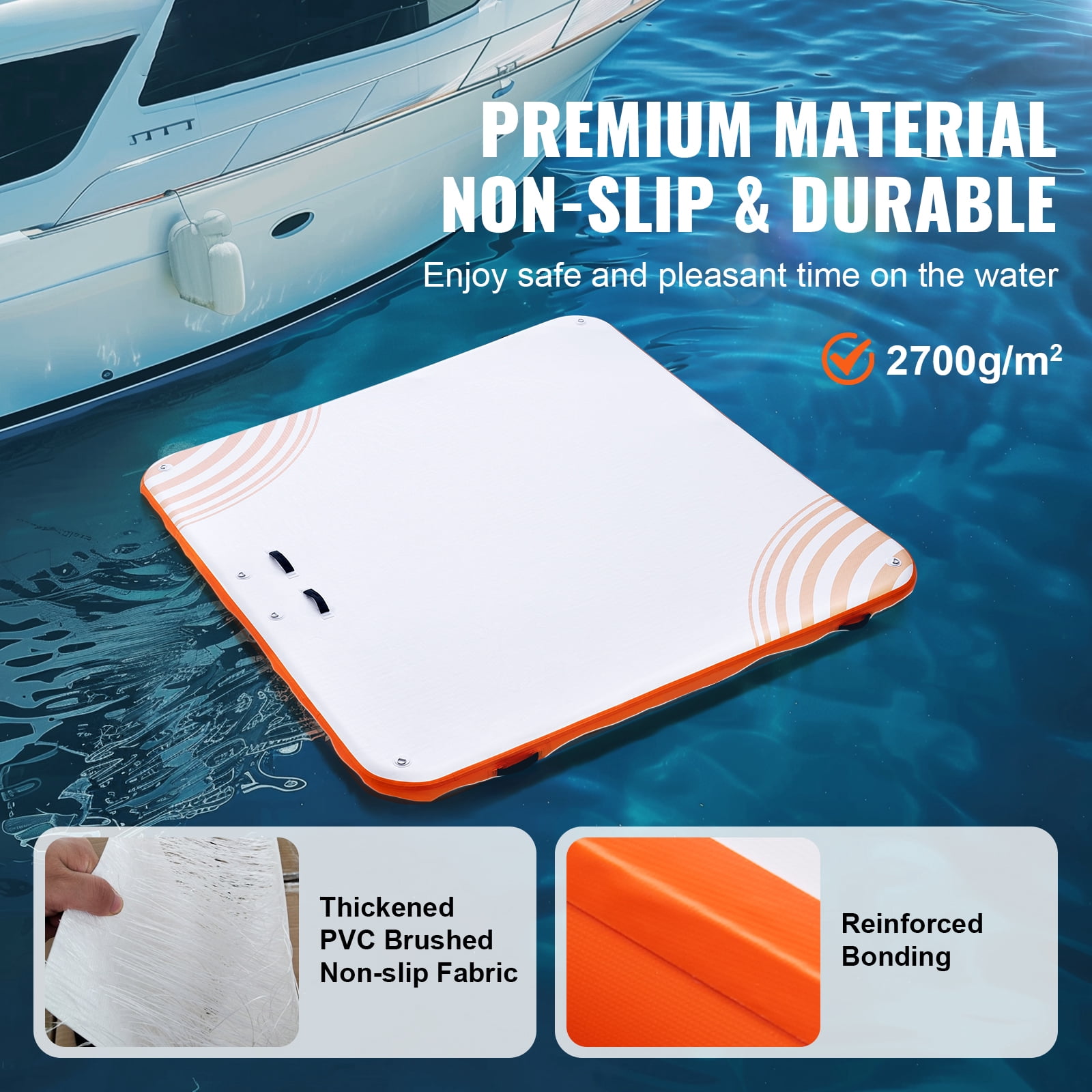 KFFKFF Inflatable Dock, 10x10FT Water Float Mat, Includes Carry Bag & Ladder, Non-Slip Surface, Ideal for Pool, Beach, and Ocean