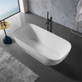 thumbnail image 6 of Clovis 63x29.5" Solid Surface Modern Resin Freestanding Bathtub in White, 6 of 7