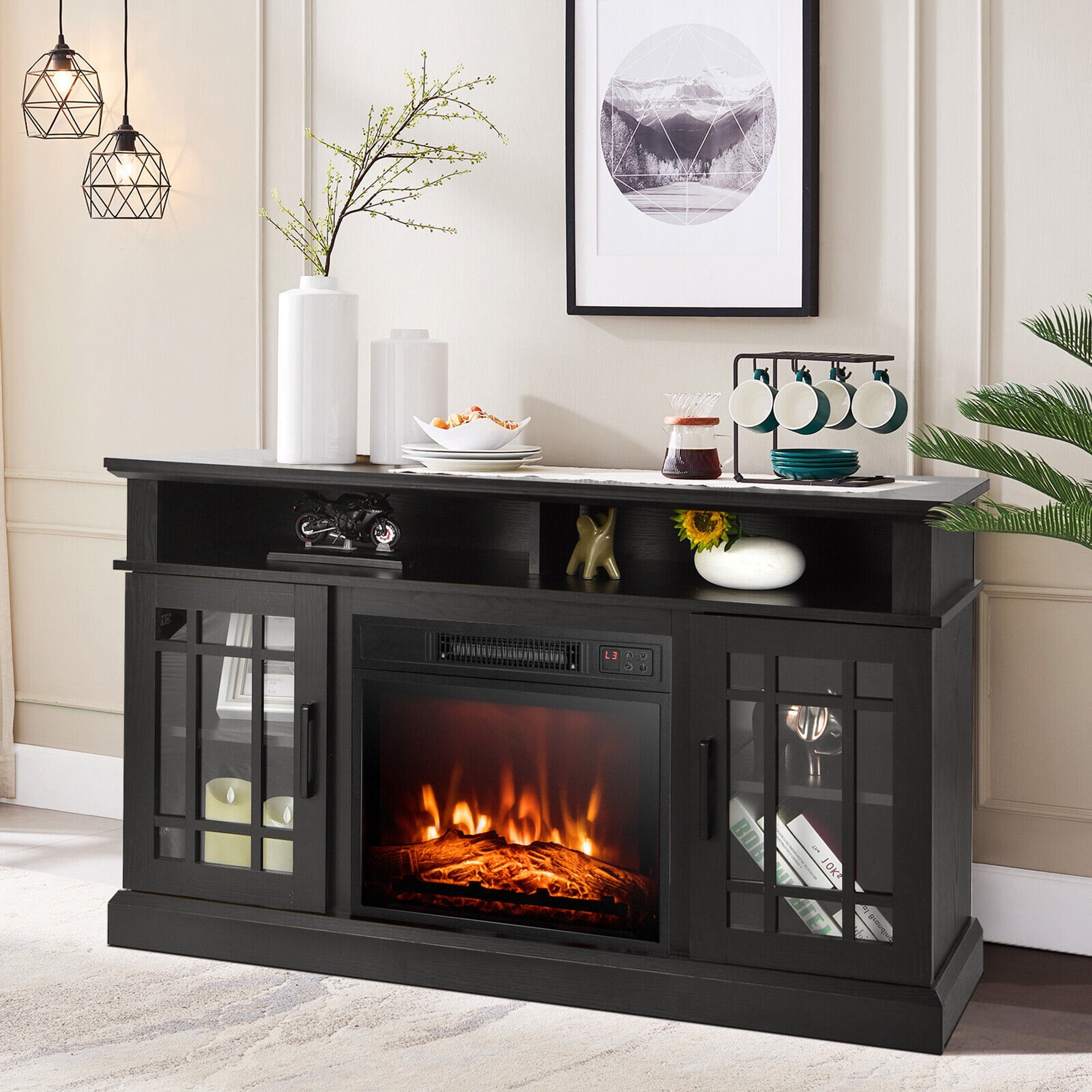 Gymax 48 TV Stand Console Cabinet w/ Fireplace Entertainment Center For  Living Room | Walmart Canada