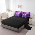 thumbnail image 3 of Manfei Wild Wolf Family 7 Pieces Full Size Bedding Sets,Purple Floral Full Size Bed in a Bag,Black Reversible, 3 of 7