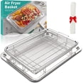 thumbnail image 1 of Air Fryer Basket for Oven, OPENICE 15.6" x 11.6" Large Air Fryer Basket with 30 PCS Parchment Paper, Stainless Steel Crisper Tray and Pan Set for Baking Grilling, 1 of 8