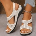 thumbnail image 5 of absuyy Womens Platform Slide Sandals with Adjustable Buckle Strap, Comfort Footbed Casual Open-Toe Sandals, Beige,Size 6.5, 5 of 7