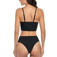 thumbnail image 2 of SWSMCLT Women's V Neck Wrap Bikini Set Criss Cross Swimsuit Sexy V-Wire Strappy Swimwear Spaghetti Strap Bathing Suit 2 Piece Push Up High Cut Slimming Black Large, 2 of 5