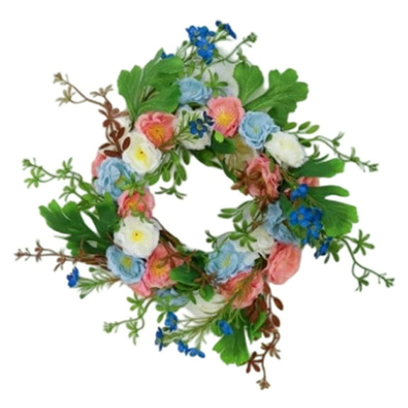 12" Dahlia Flower Wreath for Front Door – Plastic Floral Wreath with Eucalyptus & Berries, All-Season Farmhouse Decor for Spring, Summer, Winter Indoor/Outdoor Porch & Wall