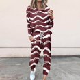 thumbnail image 1 of Offre à Durée Limitée Tenues tumgatte pour Femmes Tenues Décontractées d'Automne Ensemble de Détente Femmes Ensembles d'Hiver Imprimé Rayé Manches Longues Col Rond Pull Hauts et Pantalons Ensemble Deux Pièces pour Femmes, 1 of 5