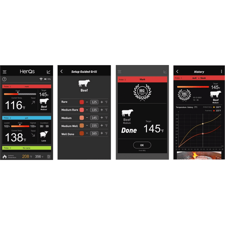 HerQs Dome Bluetooth Grill & Grilling Thermometer 