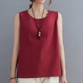thumbnail image 4 of HADST Women's Summer Loose-Fit Tank Tops Solid Color Sleeveless Crew Neck, Cotton Linen Sizes M-3XL, 4 of 9