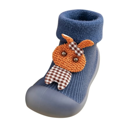 

Kids Toddler Baby Boys Girls Solid Warm Knit Soft Sole Rubber Shoes Socks Slipper Stocking