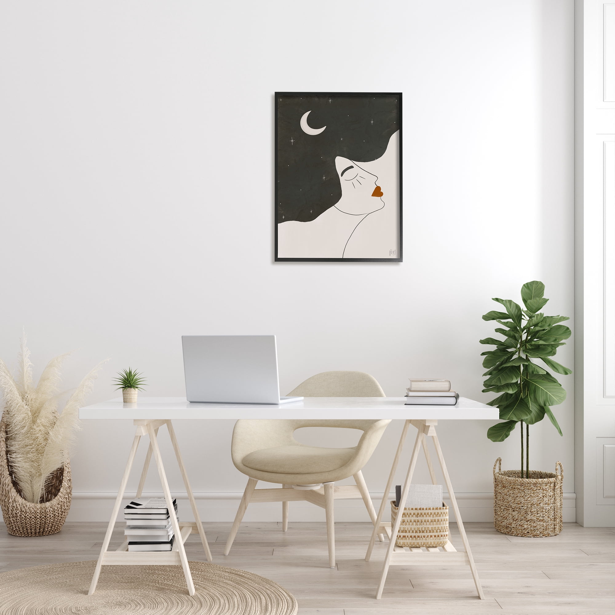 Stupell Indtries Female Abstract Hair Portrait Starry Sky Constellations,24 x 30,Design by Birch&Ink