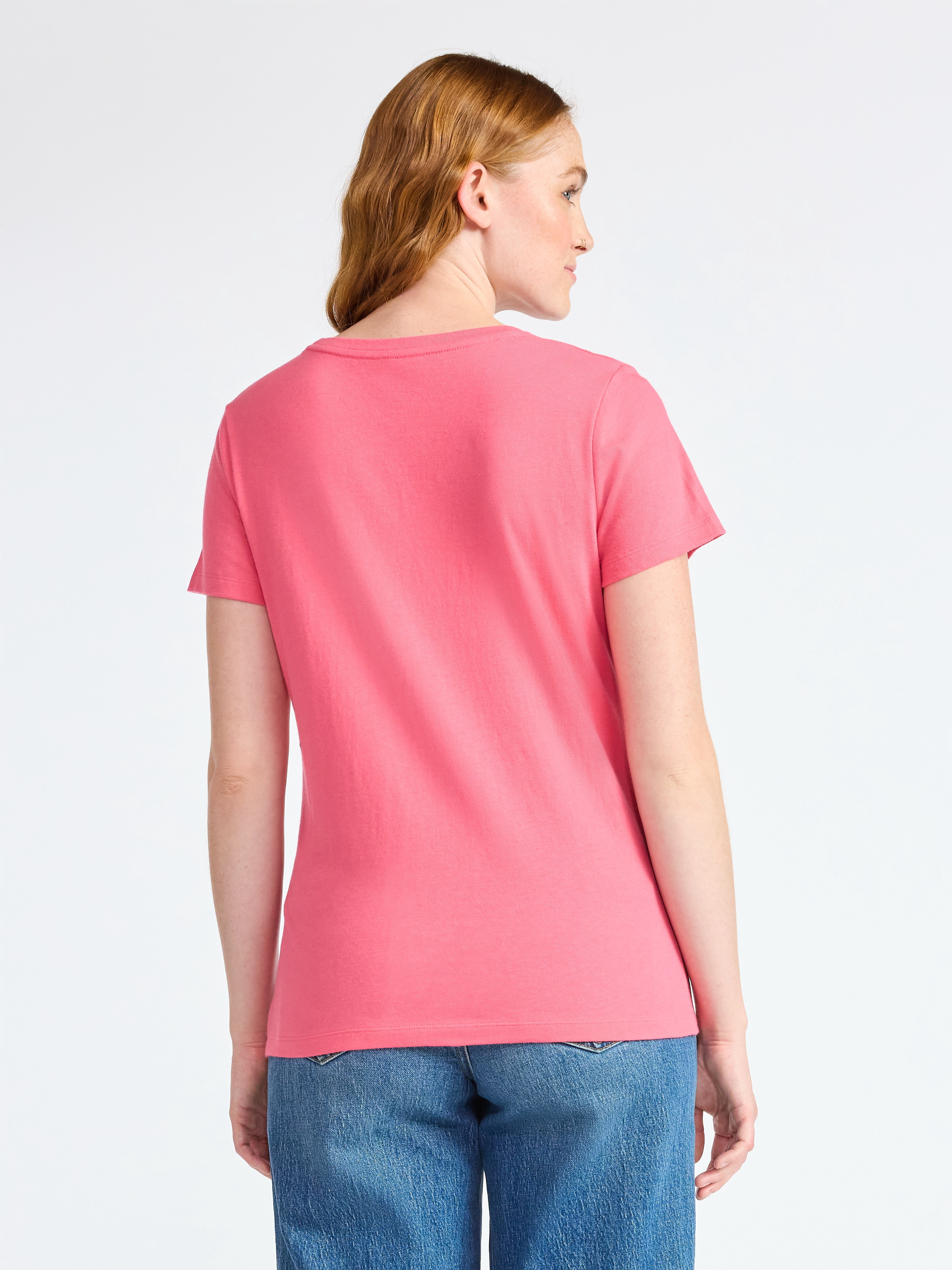 Time and Tru Women's Cotton Crewneck Tee with Short Sleeves, Sizes XS-XXXL
