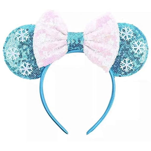 CLGIFT Frozen Inspired Minnie Mouse Ears Headband, Elsa Minnie Ears (Elsa)