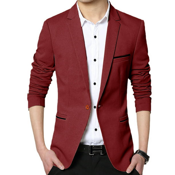 Lu's Chic Men's Business Casual Blazer Long Sleeved Blazer Jacket ...