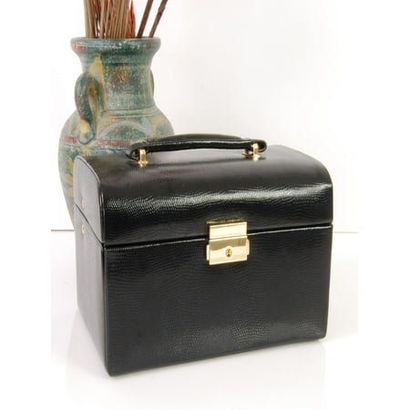 Budd Leather Lizard Print Calf Jewelry Box with Handle