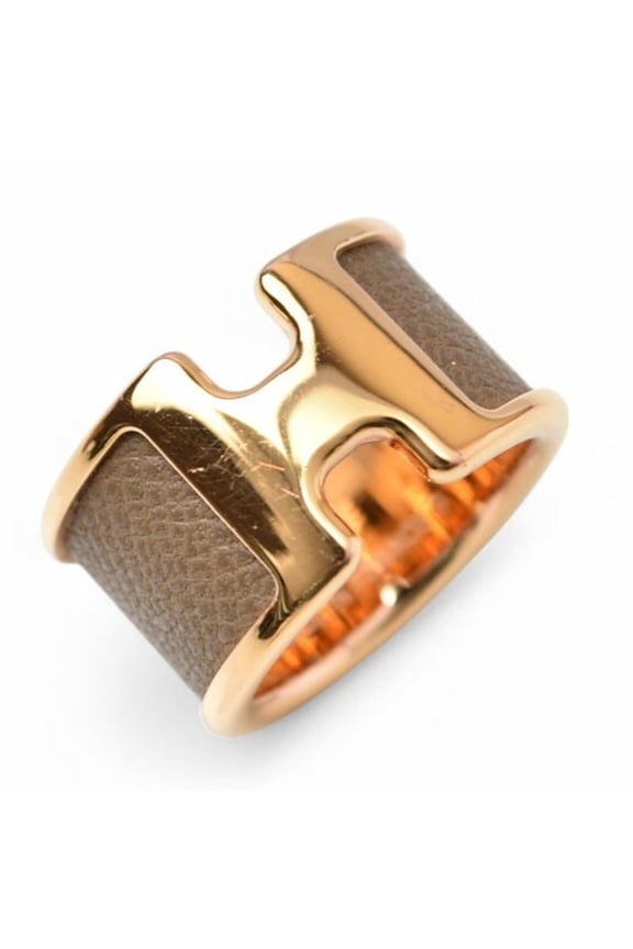 Pre-Owned Hermes Ring/Olympe GM HERMES Leather/Metal S Size/Approx. Size 11... (Good)