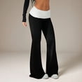 thumbnail image 4 of Women's Fold Over Waist Flare Pants High Waist Stretchy Bootcut Yoga Bell Bottom Trousers, XS, 4 of 7