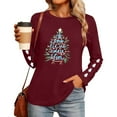 thumbnail image 6 of Hvot&aat Christmas Shirts for Women Merry Christmas Printed Pullover T-Shirt Crewneck Long Sleeve Vacation Tunics Tops, 6 of 7