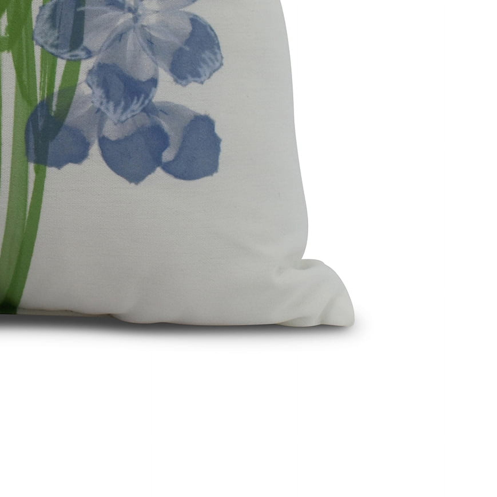 Simply Daisy, 20" x 20" Florpalida, Floral Print Outdoor Pillow, Blue