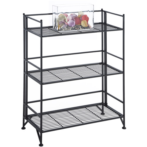 Convenience Concepts Designs2Go Metal Folding 3 Shelf Wide Bookcase, Multiple Finishes