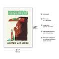 thumbnail image 2 of British Columbia - Northwest Indian Totem Pole - United Air Lines - Vintage Airline Travel Poster c.1960s - Fine Art Rolled Canvas Print 27in x 40in, 2 of 4