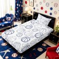 thumbnail image 5 of meiyoeat Sport Basketball Twin Sheets 3pcs,Ball Game Bedding,White Navy,1 Flat Sheet, 1 Fitted Sheet and 1 Pillowcase, 5 of 6