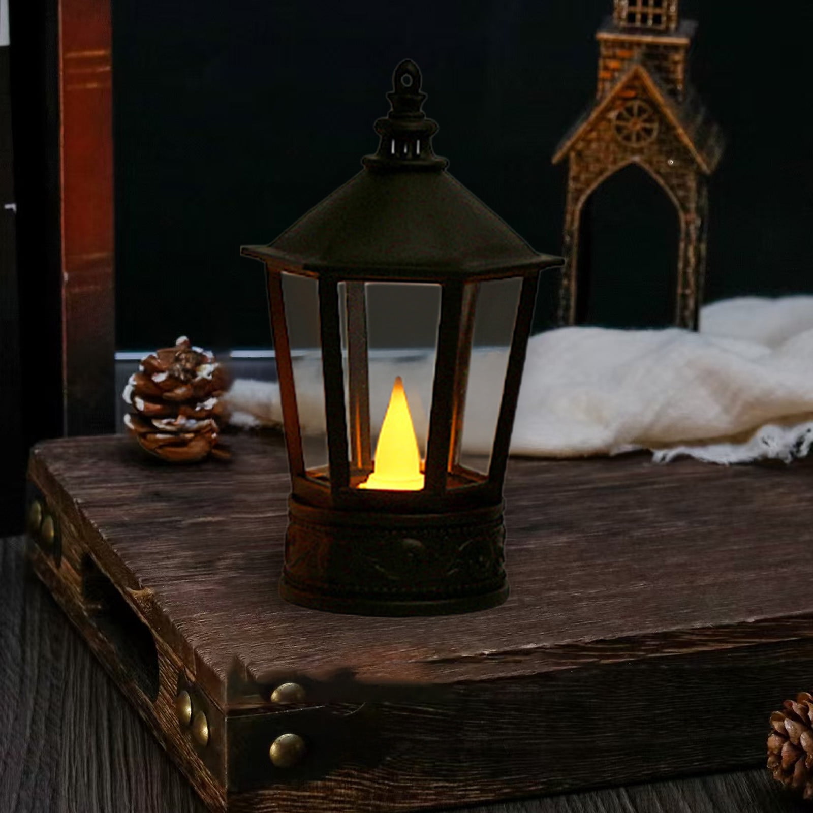 Lanterne Rustique LED Avec Bougie Sans Flamme - Blanc - Intérieur/extérieur