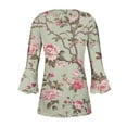 thumbnail image 3 of DeHolifer Women's Tops 3/4 Sleeve V-Neck Floral Print Button Loose Casual Tee Tops Fall Fashion Blouse Green S, 3 of 4