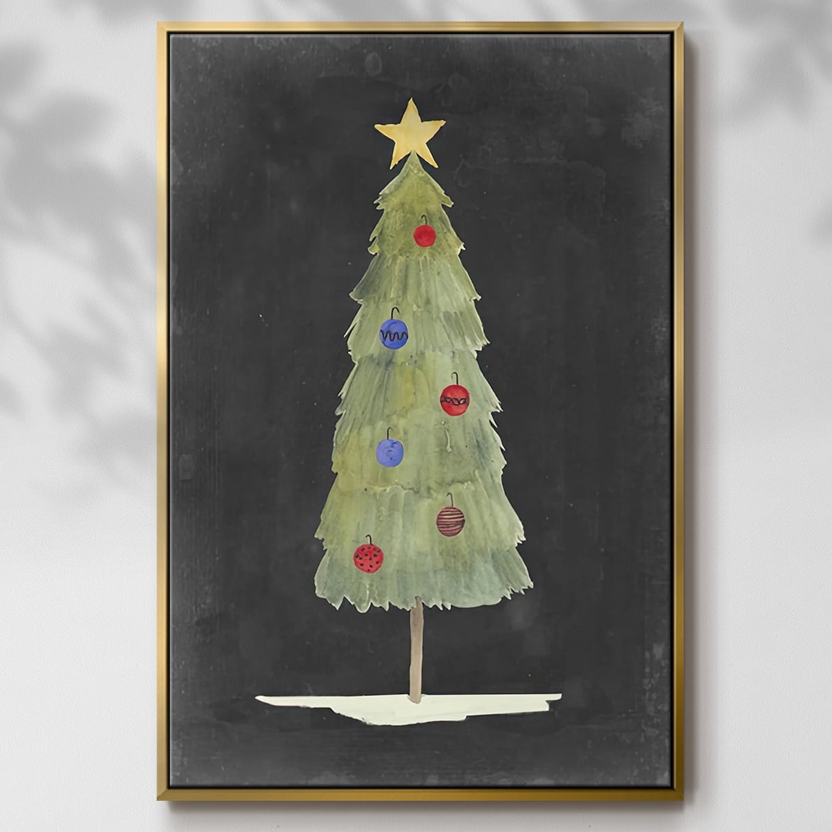 Christmas Glow II - Framed Gallery Wrapped Holiday Canvas - 27 x 41 - Gold Frame
