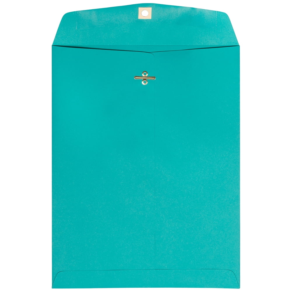 JAM PAPER 9 x 12 Colored Envelopes with Clasp Closure Sea Blue Recycled 100/Pack 