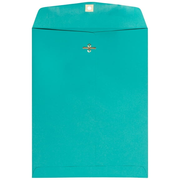 JAM Paper 9 x 12 Clasp Envelopes, Sea Blue, 10/Pack