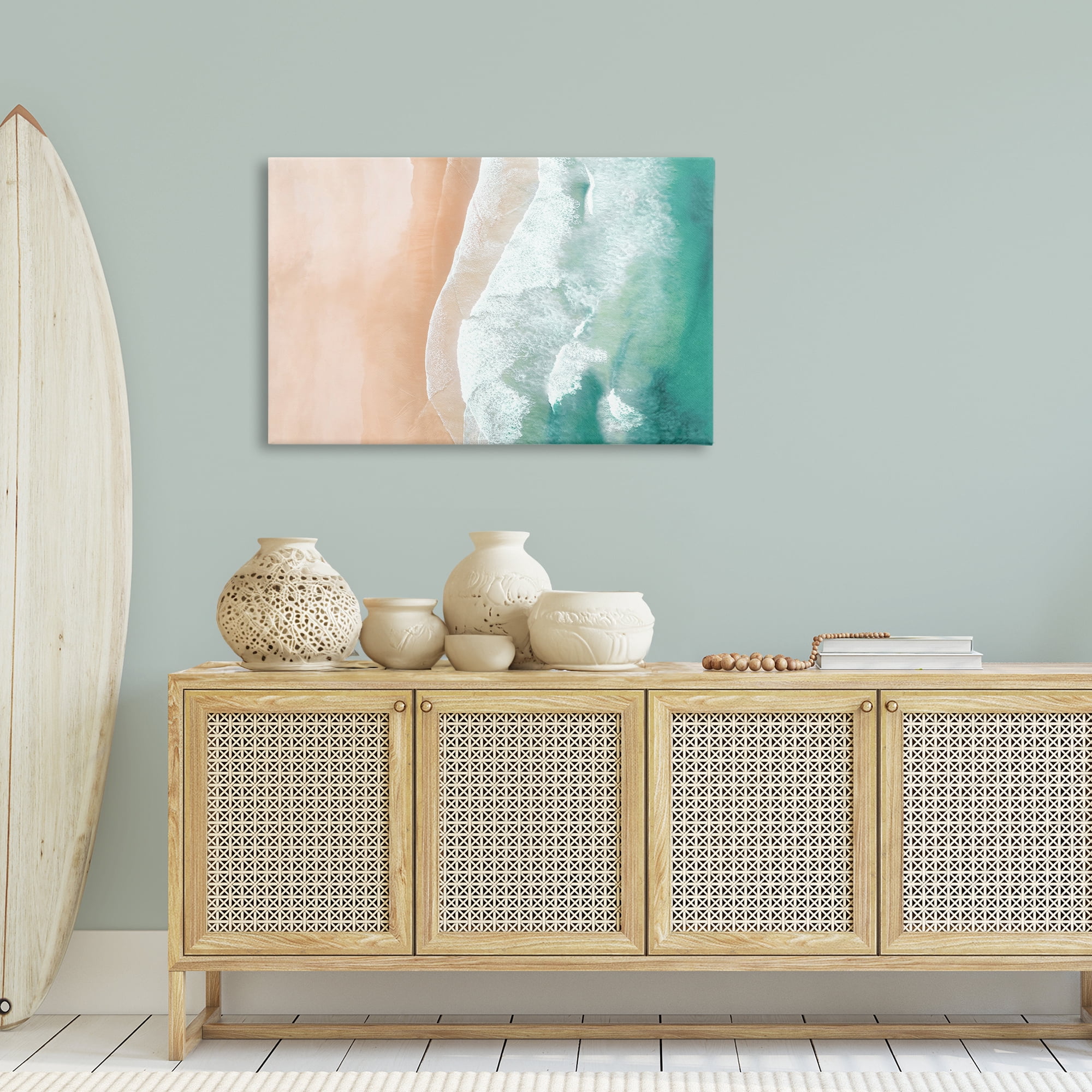 Stupell Industries Aerial Sea Waves Coastal Painting Gallery Wrapped Canvas Art Print Wall Art, 36 x 24