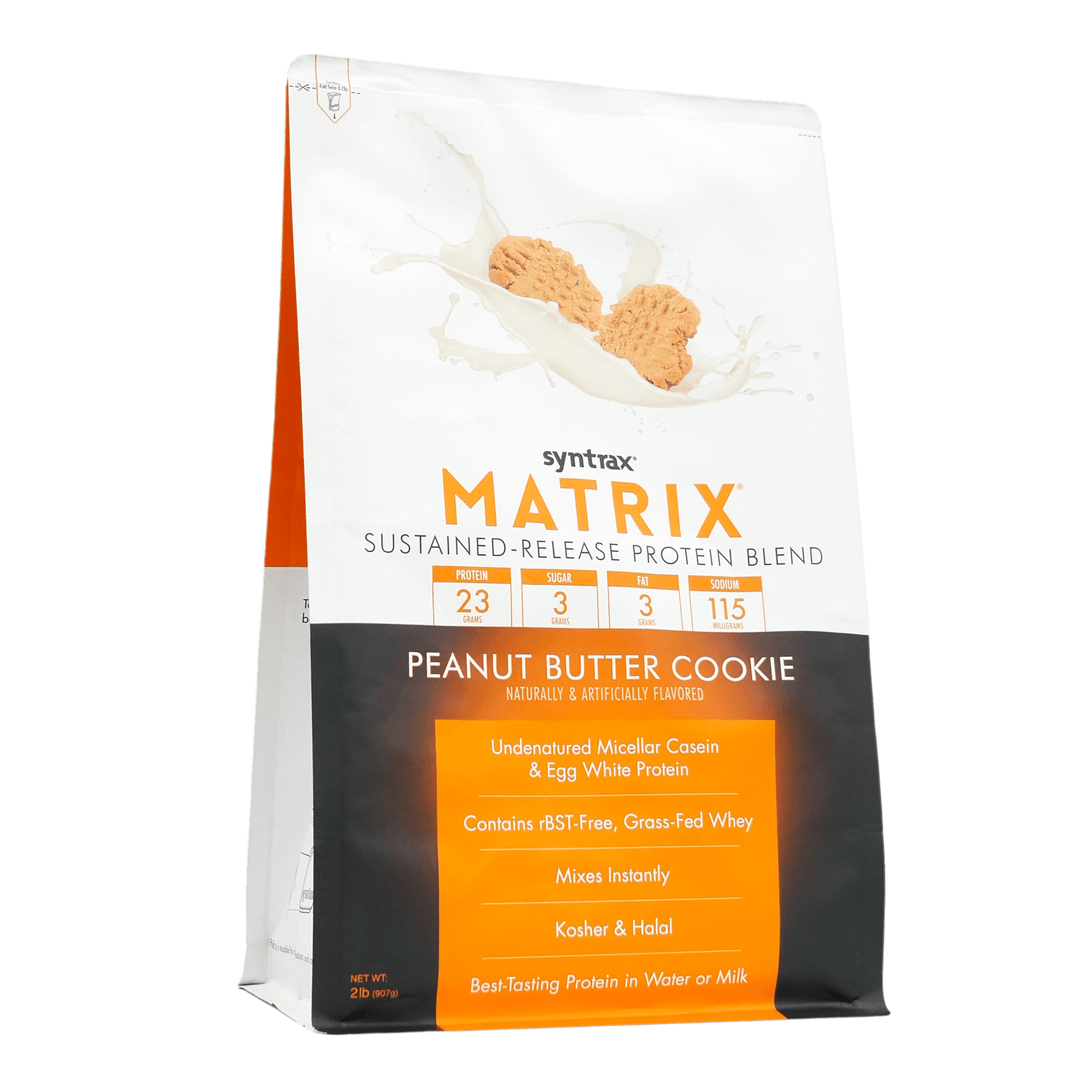 Syntrax Matrix Peanut Butter Cookie Sustained‑Release Protein Powder Blend 2 lb with Real Cookie Pieces