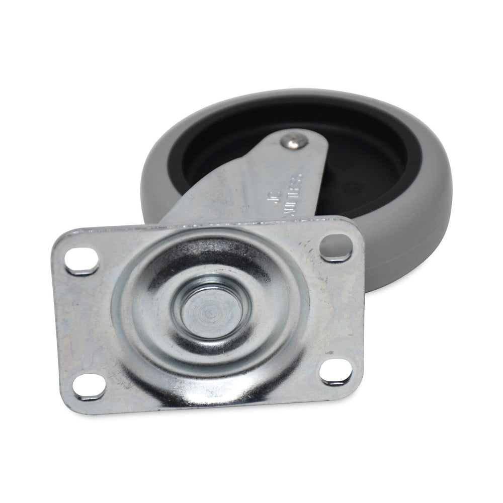 Rubbermaid Commercial FG1011L20000 4 in. Wheel Swivel Mount Plate Non-Marking Plate Casters - Black/Gray/Silver